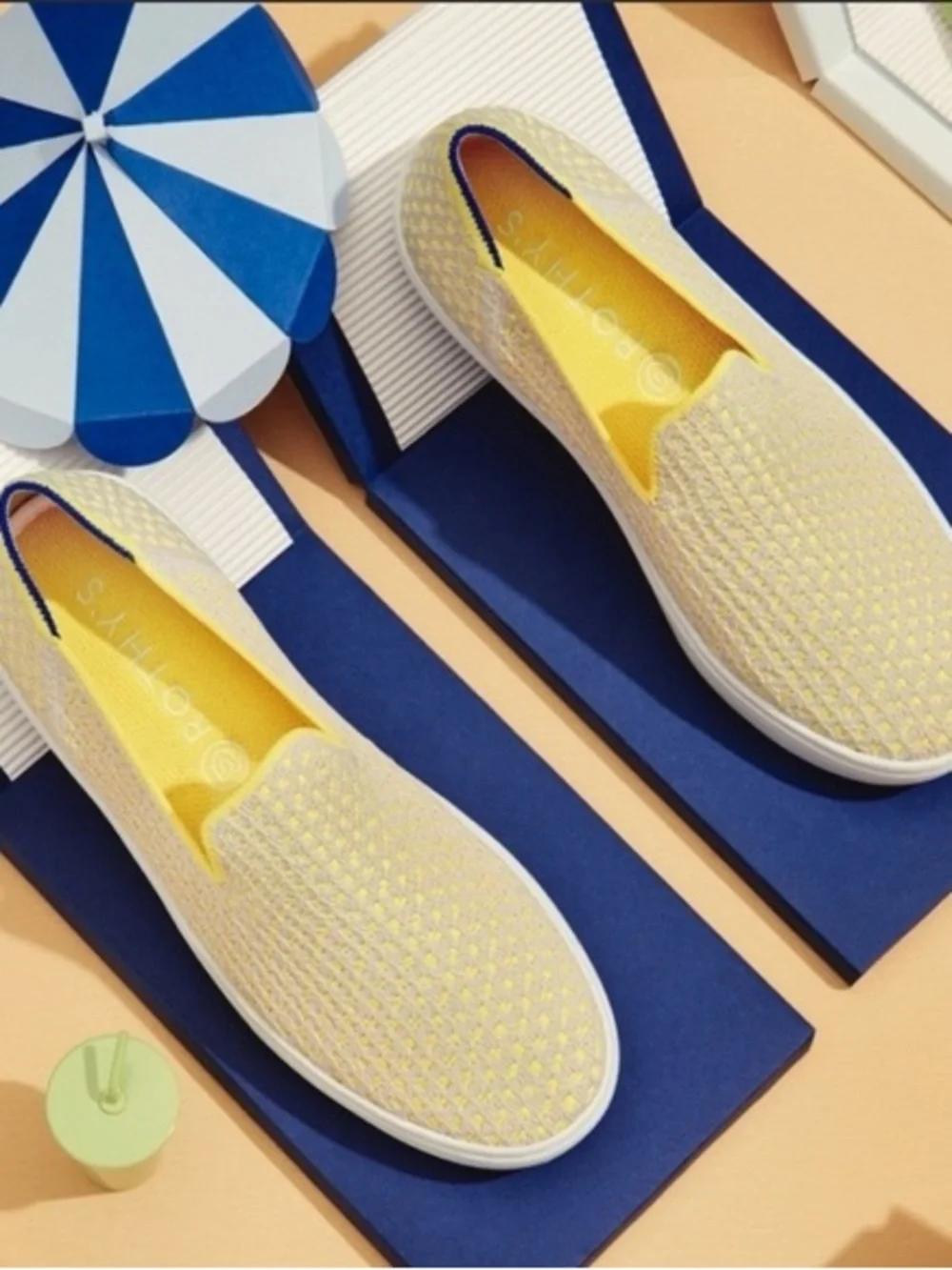 ROTHY’S ‼️RETIRED‼️ Sunshine Honeycomb Yellow & Cream Slip-On Sneakers Shoes